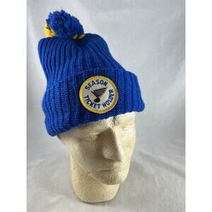 St Louis Blues Hockey Season Ticket Holder Knit Beanie Hat with Pom Vintage